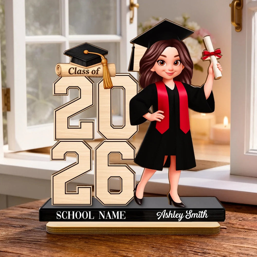 Personalized Graduation Girl Acrylic Light Box with Warm Glow for Bedroom or Bookshelf Display, Unique Keepsake Gift