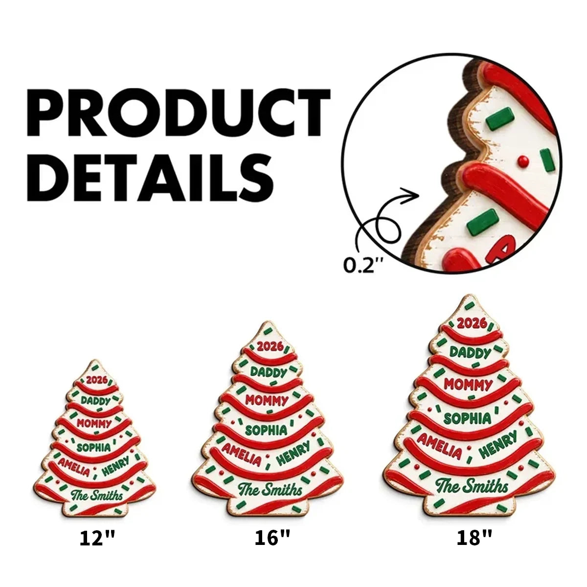 Personalized Family Christmas Tree Cake Wooden Sign, Custom Front Door Decor, Creative Gift for Families