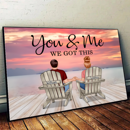 Seaside Memories - Personalized Vintage Beach Couple Poster or Canvas - A Timeless Anniversary Gift for Him & Her
