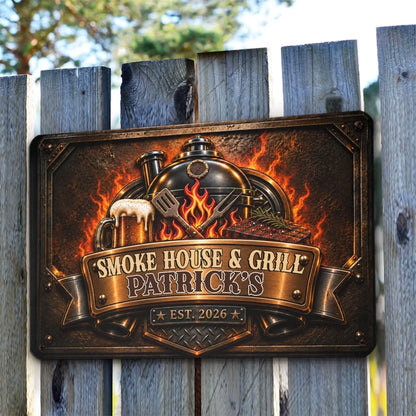 Rectangular Iron Sign, Personalized Rustic Grill Keepsake, Creative Gift for Husband and Grill Lovers