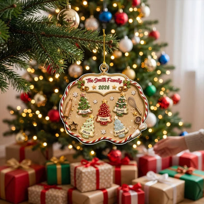 Personalized Acrylic Ornament, Family Christmas Tree Cookie Design, Unique Gift for Family