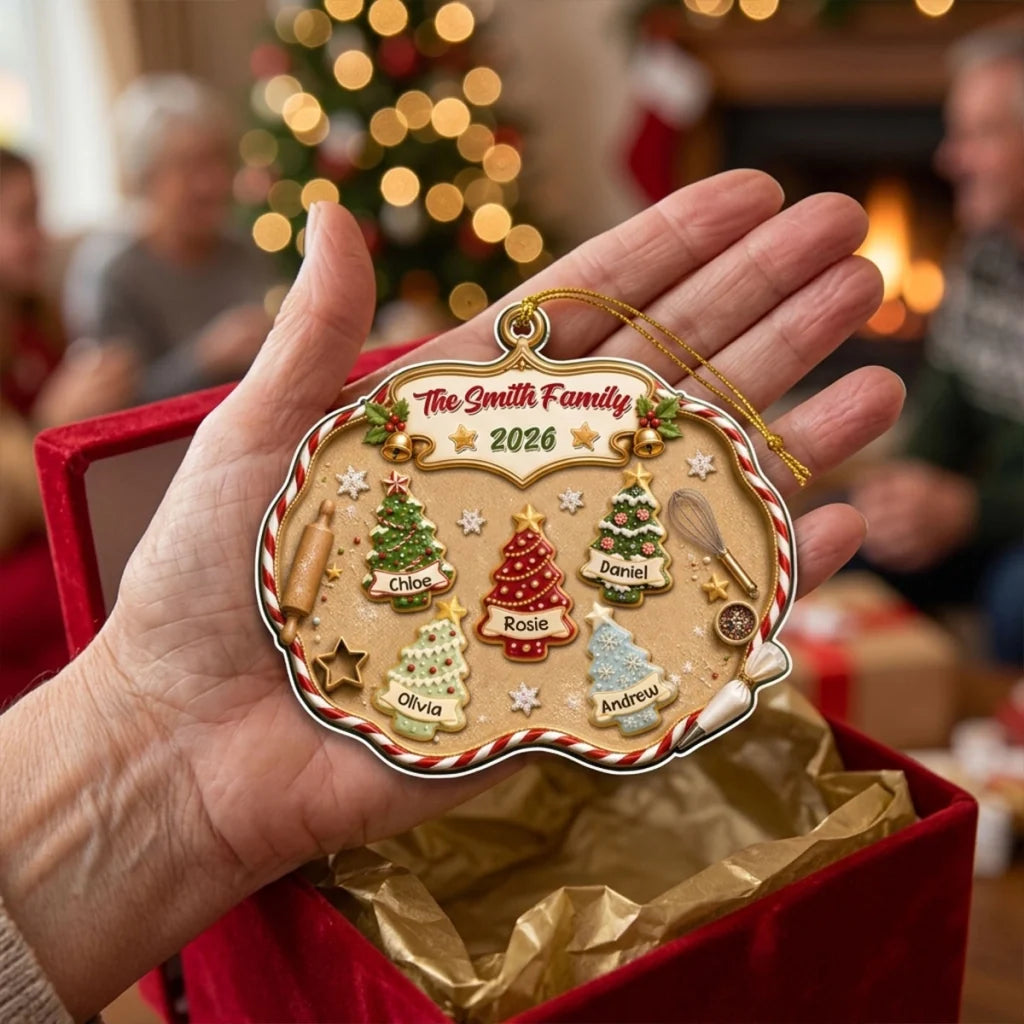 Personalized Acrylic Ornament, Family Christmas Tree Cookie Design, Unique Gift for Family