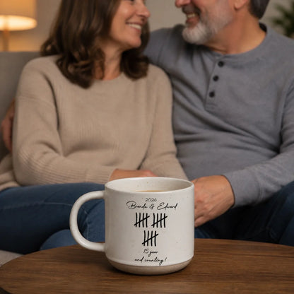 Personalized Pottery Mug, Minimalist Tally Design, Unique Creative Anniversary Gift for Couples