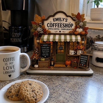 2-Layer Wooden Plaque, Personalized Warm Hearts Coffee Shop Decor, Creative Gift for Family & Friends
