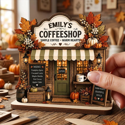 2-Layer Wooden Plaque, Personalized Warm Hearts Coffee Shop Decor, Creative Gift for Family & Friends
