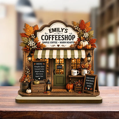 2-Layer Wooden Plaque, Personalized Warm Hearts Coffee Shop Decor, Creative Gift for Family & Friends