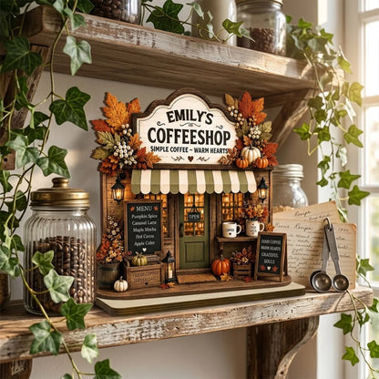 2-Layer Wooden Plaque, Personalized Warm Hearts Coffee Shop Decor, Creative Gift for Family & Friends