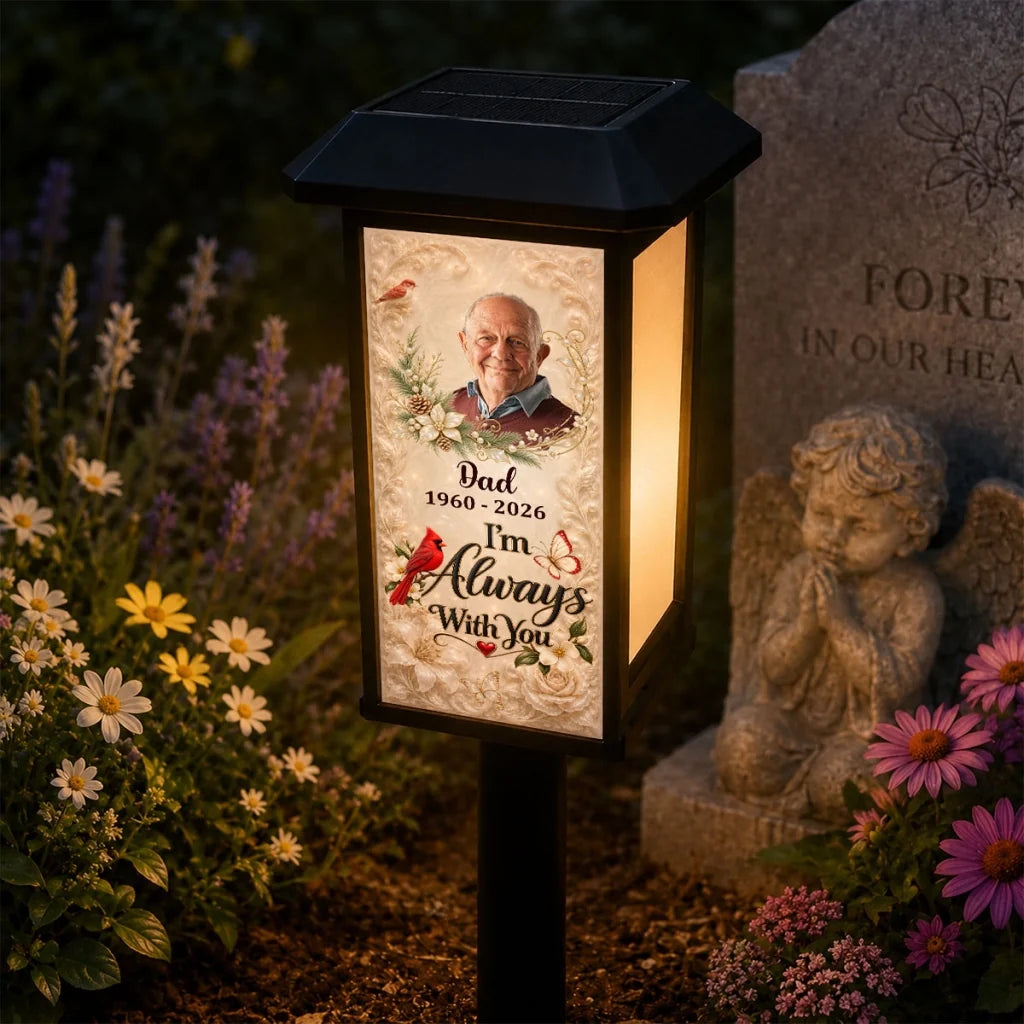 Personalized Solar Garden Stake Light, Cardinal Night Garden Memorial, Unique Remembrance Gift for Dad