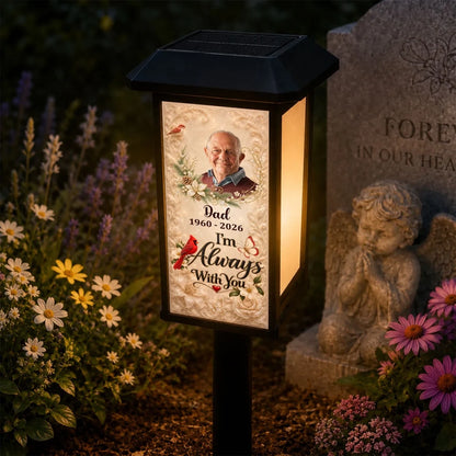 Personalized Solar Garden Stake Light, Cardinal Night Garden Memorial, Unique Remembrance Gift for Dad
