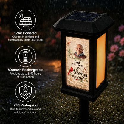 Personalized Solar Garden Stake Light, Cardinal Night Garden Memorial, Unique Remembrance Gift for Dad