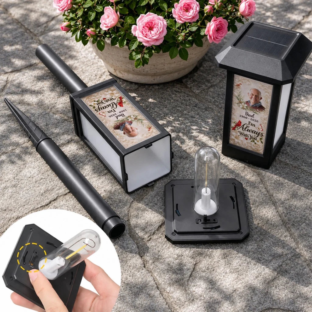 Personalized Solar Garden Stake Light, Cardinal Night Garden Memorial, Unique Remembrance Gift for Dad
