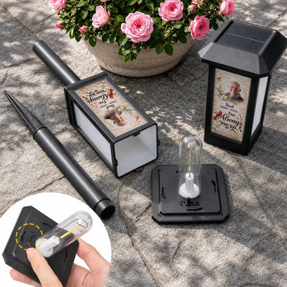 Personalized Solar Garden Stake Light, Cardinal Night Garden Memorial, Unique Remembrance Gift for Dad