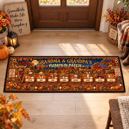 Grandma & Grandpa's Pumpkin Patch Premium Doormat, Personalized Autumn Keepsake, Creative Gift for Grandparents