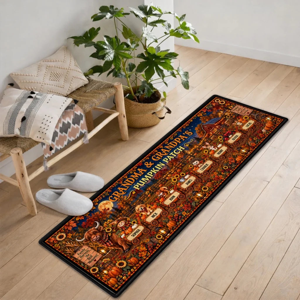 Grandma & Grandpa's Pumpkin Patch Premium Doormat, Personalized Autumn Keepsake, Creative Gift for Grandparents