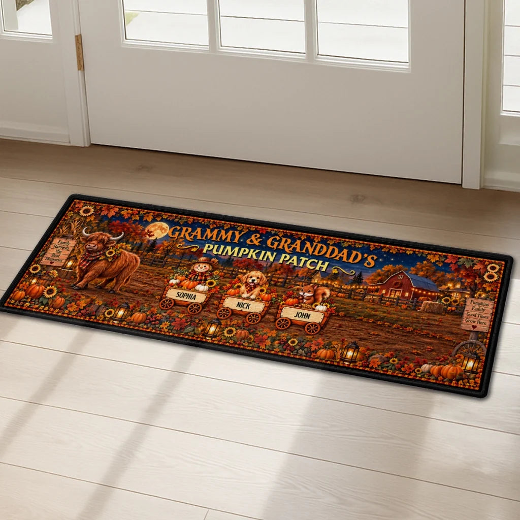Grandma & Grandpa's Pumpkin Patch Premium Doormat, Personalized Autumn Keepsake, Creative Gift for Grandparents