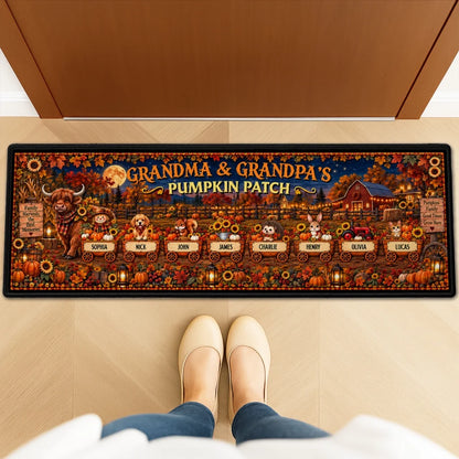 Grandma & Grandpa's Pumpkin Patch Premium Doormat, Personalized Autumn Keepsake, Creative Gift for Grandparents