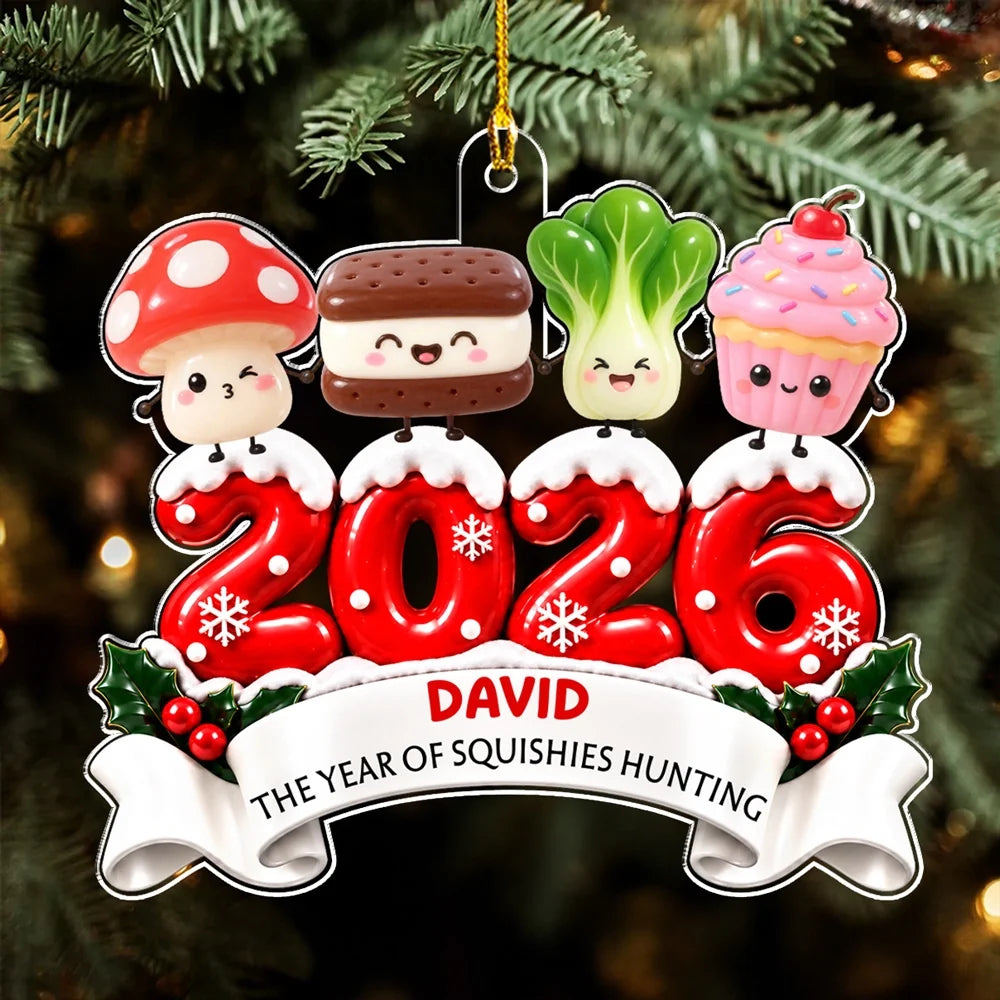 Personalized Acrylic Ornament, Colorful Squishy Characters Holding Hands, Unique Christmas Gift for Kids