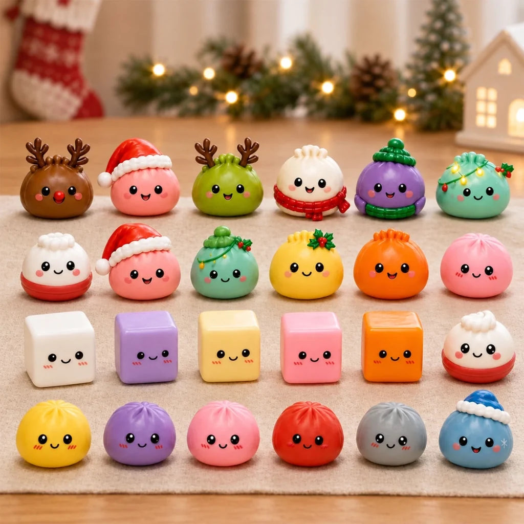 Personalized Dumpling Advent Calendar, Skating Snowy Carnival Squishy Hunt, Unique Gift for Kids