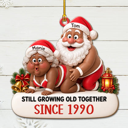 Personalized Acrylic Ornament, Playful Santa Couple Design, Unique Christmas and Anniversary Gift