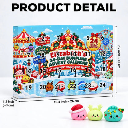 Personalized Dumpling Advent Calendar, Skating Snowy Carnival Squishy Hunt, Unique Gift for Kids