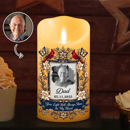 Personalized Flameless LED Candle, Vintage Butterfly & Cardinal Tribute, Creative Sympathy Gift for Family