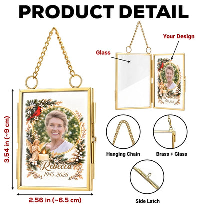 Personalized Hanging Photo Frame Ornament, Angel and Cardinal Memorial for Christmas Tree, Unique Family Gift