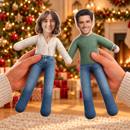 Personalized Photo Squishy Plush Doll, Family Posing by a Cozy Christmas Tree, Unique Gift for Family