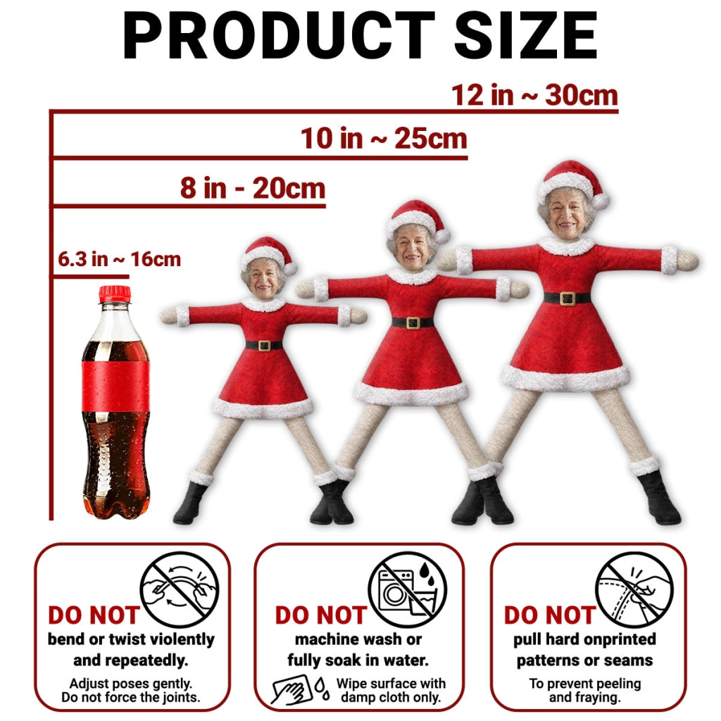Personalized Photo Squishy Plush Doll, Playful Elf Poses in a Cozy Christmas Room, Unique Gift for Family
