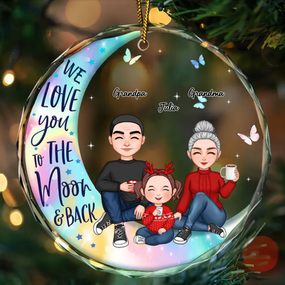 Cute Grandma & Grandkid On Moon Christmas Gift For Granddaughter Grandson Personalized Acrylic Ornament