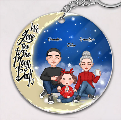Cute Grandma & Grandkid On Moon Christmas Gift For Granddaughter Grandson Personalized Acrylic Ornament