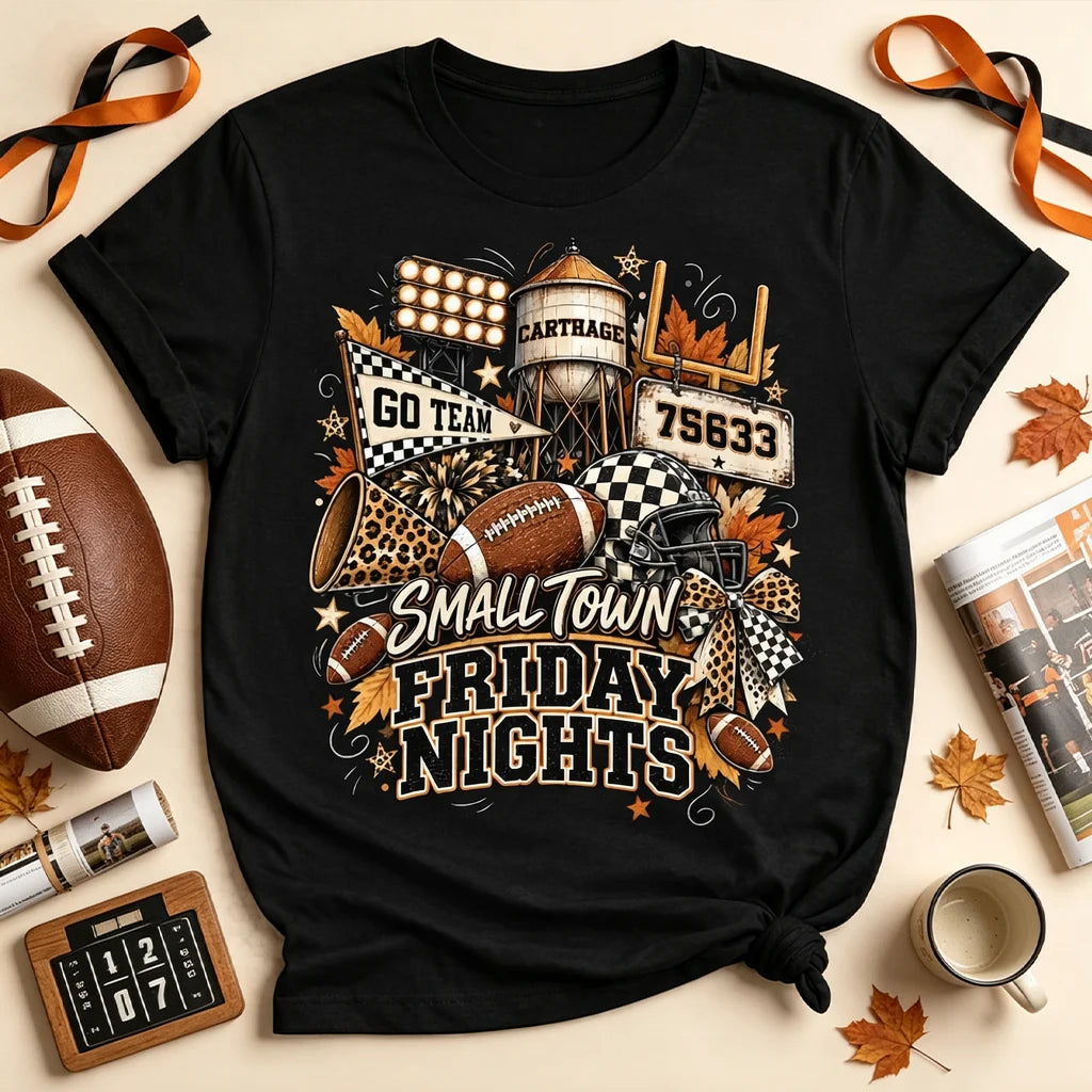 Personalized Classic Tee, Small Town Friday Nights Football Shirt, Unique Gift for Football Fans