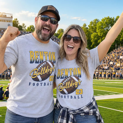 Personalized Ready for Kickoff Classic Tee, Cheering Couple at a Stadium, Creative Football Gift