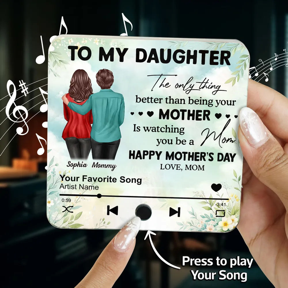 To My Daughter From Mom Happy Mother's Day Personalized Acrylic Music Magnet, Mother's Day Gift For Daughter