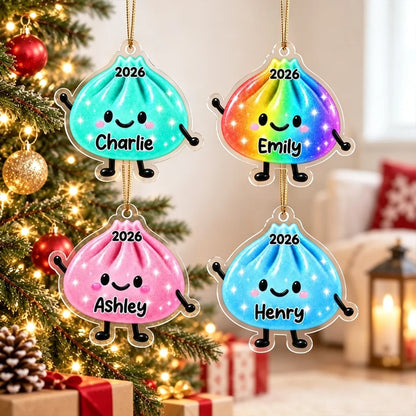 Personalized Acrylic Ornament, Cute Smiling Dumpling in Bright Colors, Unique Christmas Gift for Kids