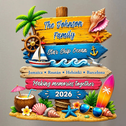 Personalized Acrylic Magnet, Tropical Cruise Door Sign for Family Travelers, Unique Vacation Gift