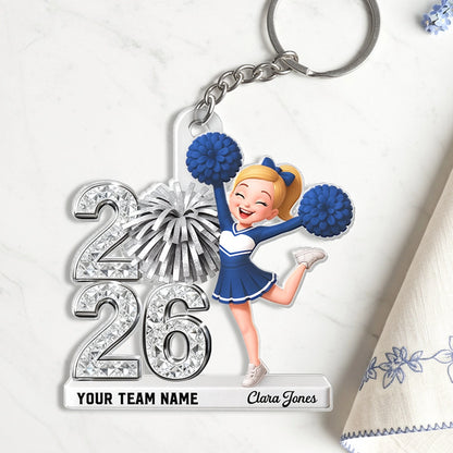 Personalized Cheerleader Acrylic Keychain With Custom Team Name For Everyday Bags, A Cute Unique Gift For Her