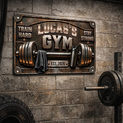 Personalized Rectangular Iron Sign, Train Hard Stay Strong Gym Decor, Unique Gift for Fitness Enthusiasts