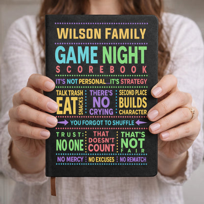 Personalized Hardcover Journal, Colorful Family Scorebook for Tabletop Game Nights, Unique Gift for Families