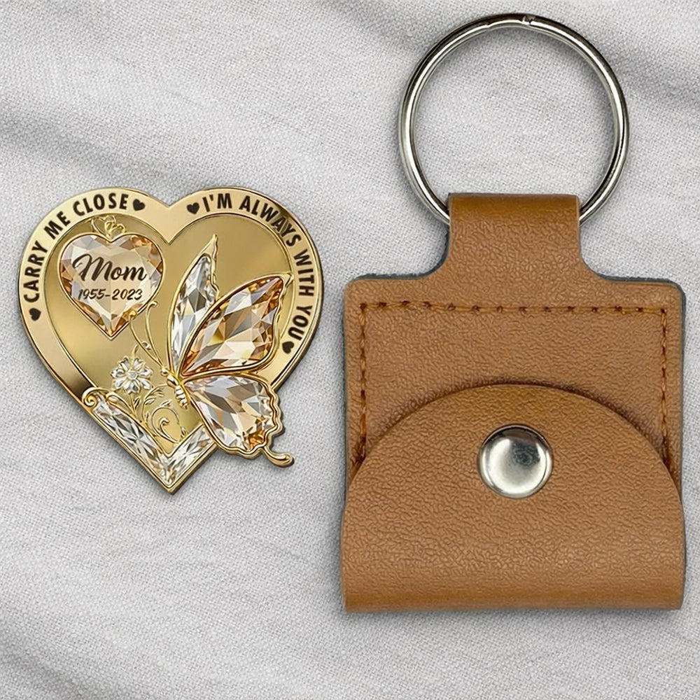 Wooden Pocket Hug for Loss of Mom - Heart Butterfly Memorial Keychain Keepsake, I'm Always With You Sympathy Gift