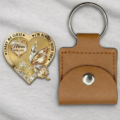 Wooden Pocket Hug for Loss of Mom - Heart Butterfly Memorial Keychain Keepsake, I'm Always With You Sympathy Gift