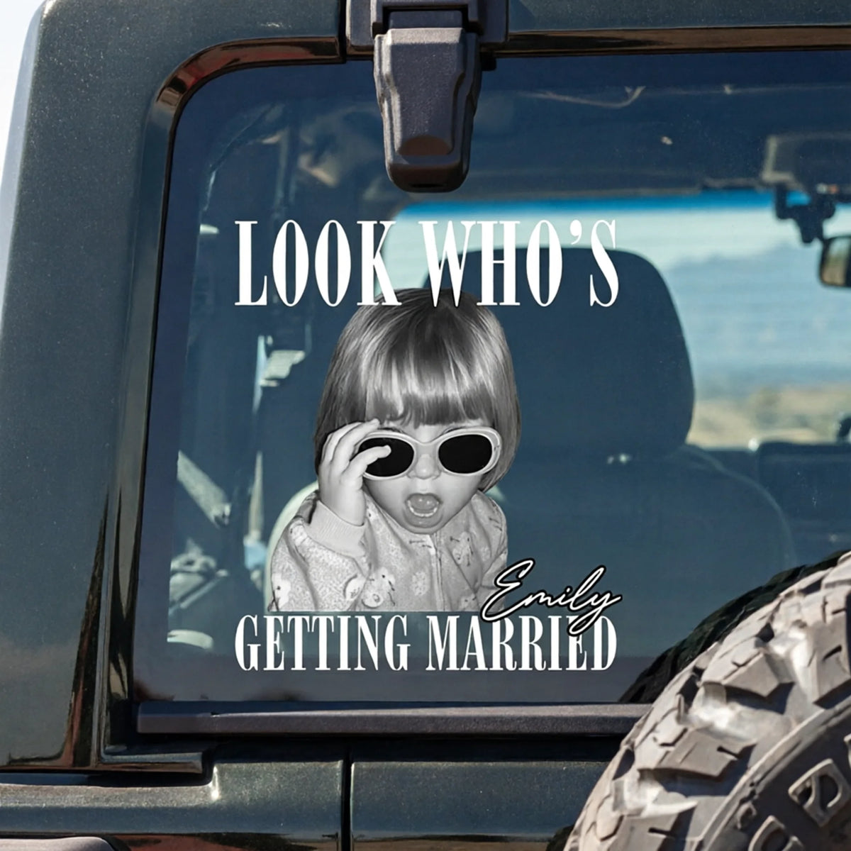 Personalized Black & White Sticker Decal, Look Who's Getting Married Car Window, Unique Gift for Bride To Be