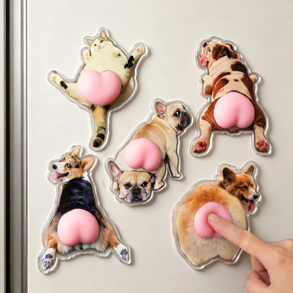 Personalized Silicone Butt Acrylic Magnet with Cat & Dog Design, Creative Gift for Pet Owners