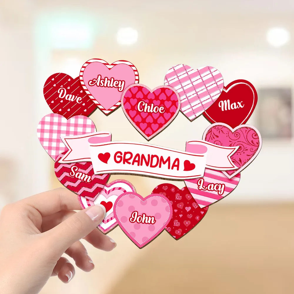Grandma Sweethearts Acrylic Car Hanger, Personalized Heart Mirror Charm for Daily Smiles, Thoughtful Gift for Grandma
