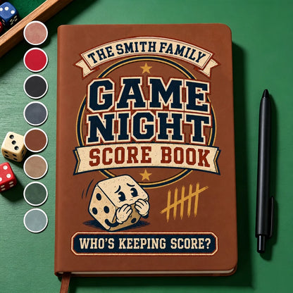 Leather Journal, Personalized Who's Keeping Score Family Game Night Keepsake, Creative Gift for Board Game Fans