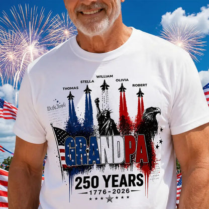 Patriotic Jet Fighter Classic Tee, Personalized Grandpa America Pride Unique Gift for Father's Day