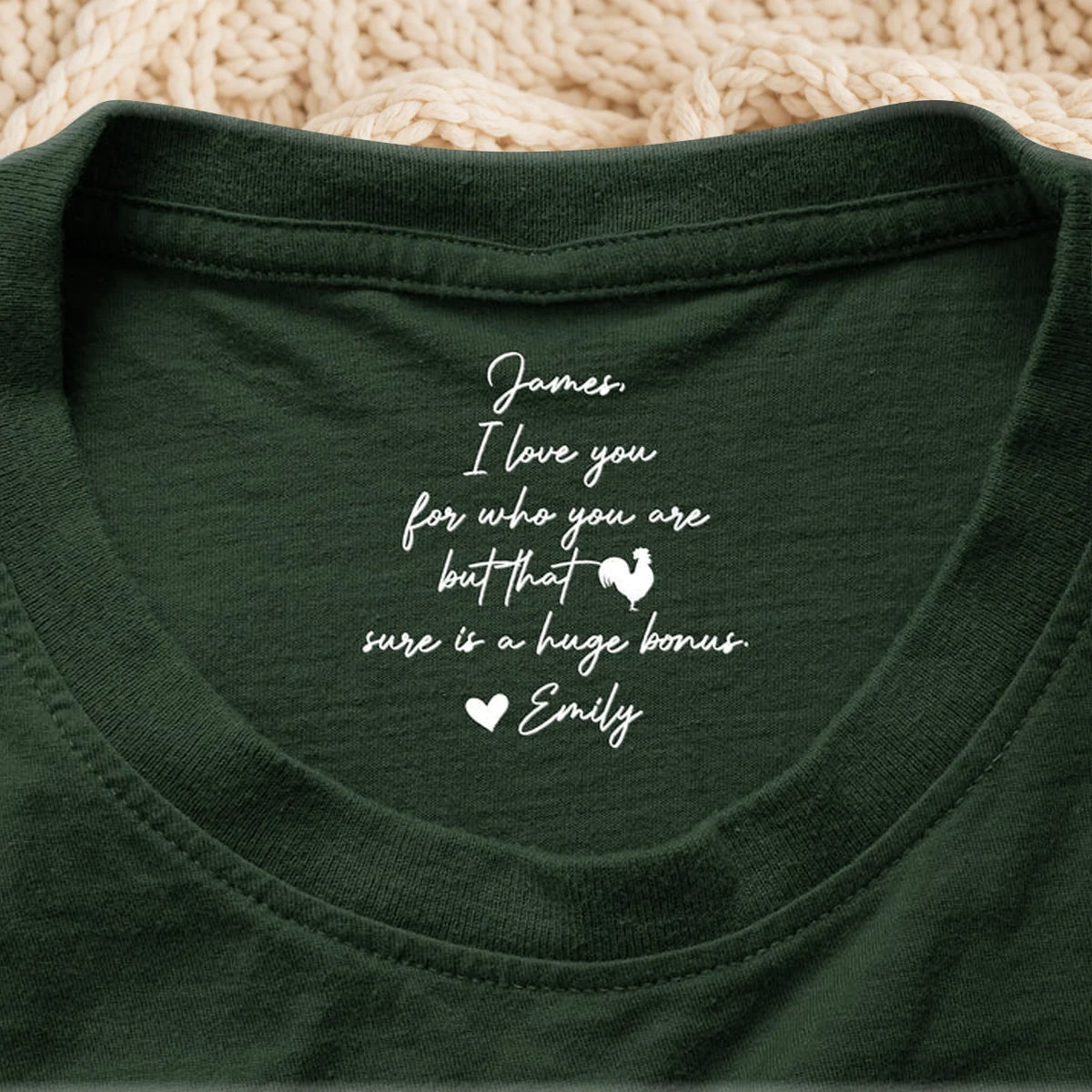 Personalized Classic Tee, I Love You Hidden Message with Rooster Graphic, Unique Gift for a Partner