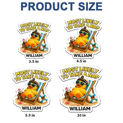 Personalized Acrylic Magnet, Funny Cruise Duck Most Likely to Get Sunburned, Unique Gift for Travelers