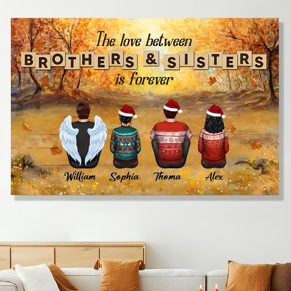 Personalized Brothers & Sisters Forever Poster or Canvas, Keychain, Plaque, Car Hanger, Wallet Card - Perfect Gift for Siblings, Memorial Keepsake