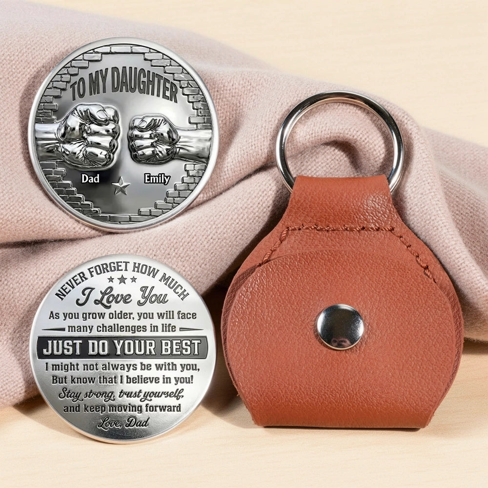 Personalized Pocket Hug Coin for Daughter, Encouraging Message Keepsake, Unique Gift From Dad for Everyday Comfort