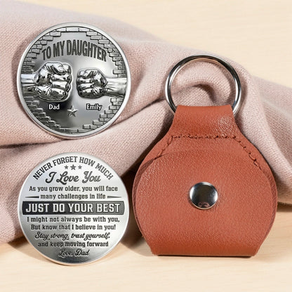 Personalized Pocket Hug Coin for Daughter, Encouraging Message Keepsake, Unique Gift From Dad for Everyday Comfort